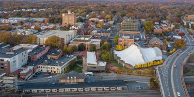 aerial view of downtown Charlottesville