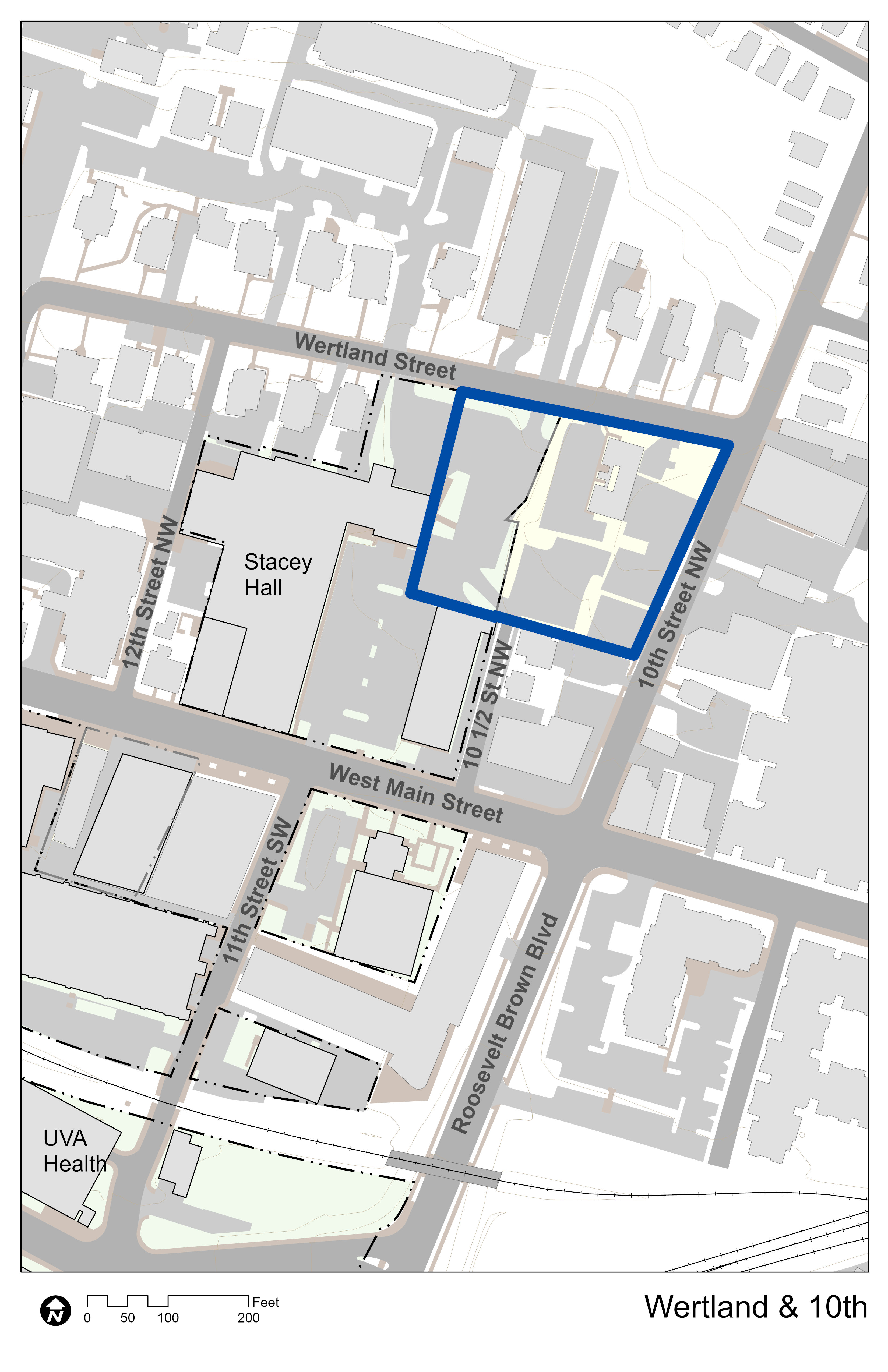 Map of Wertland and 10th site with labels